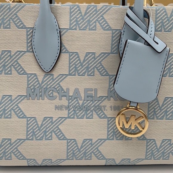 MICHAEL KORS MIRELLA SMALL SHOPPER TOP ZIP XBODY VISTA BLUE COLOR - Picture 13 of 15